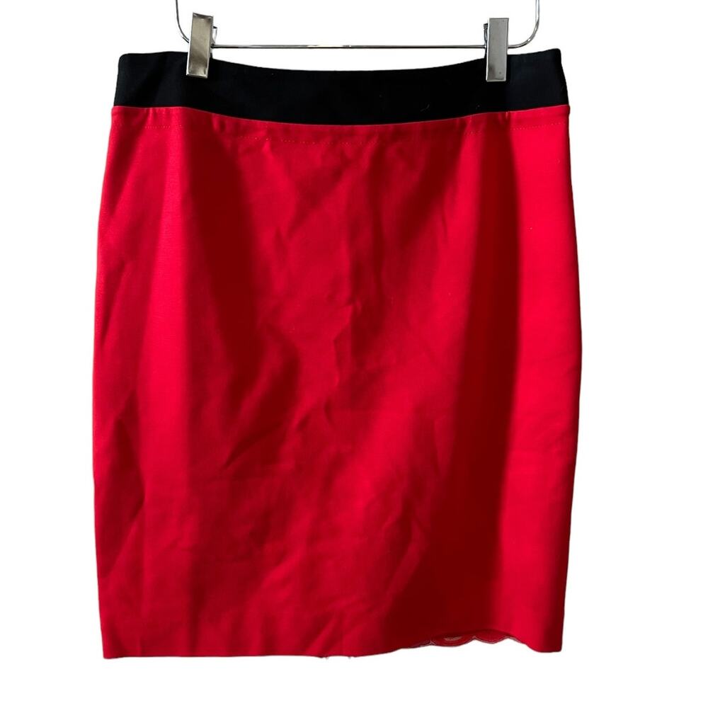 Trina Turk Red Pencil Skirt Gold Back Zipper Detail 6